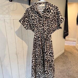 Exquise from Anthro Leopard Print Midi Dress